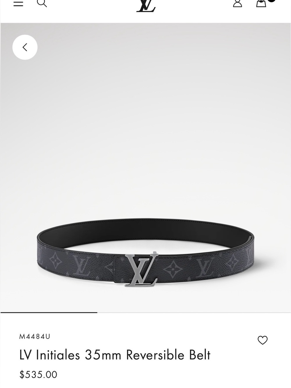 Louis Vuitton Monogram Eclipse Reversible Belt with Silver LV Buckle w dustbag